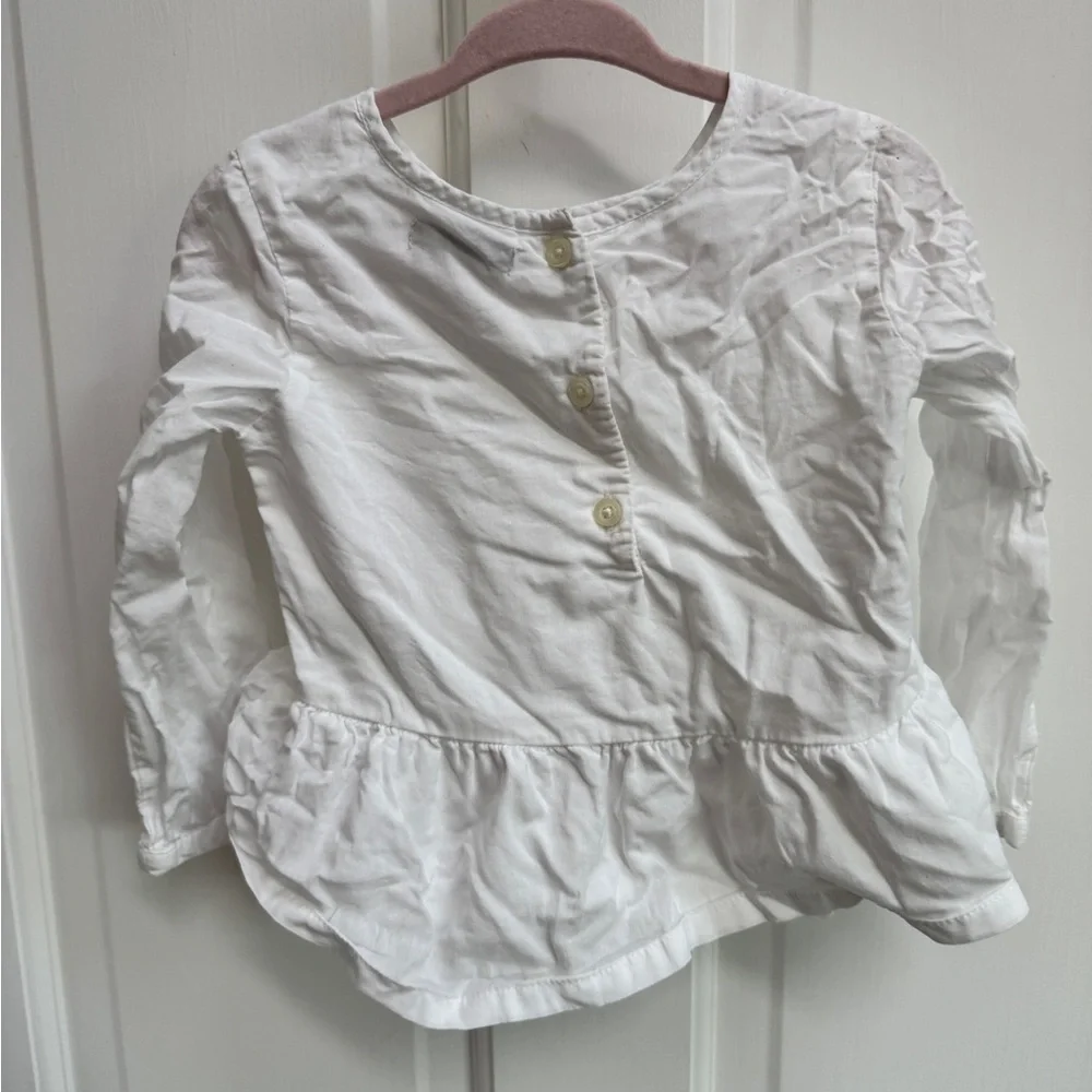 Baby Gap 2T Girls White Eyelit Long sleeve Blouse Top